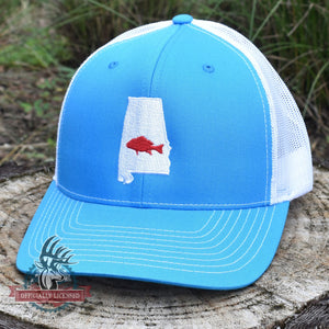 Alabama Snapper Fishing Hat- Cyan / White