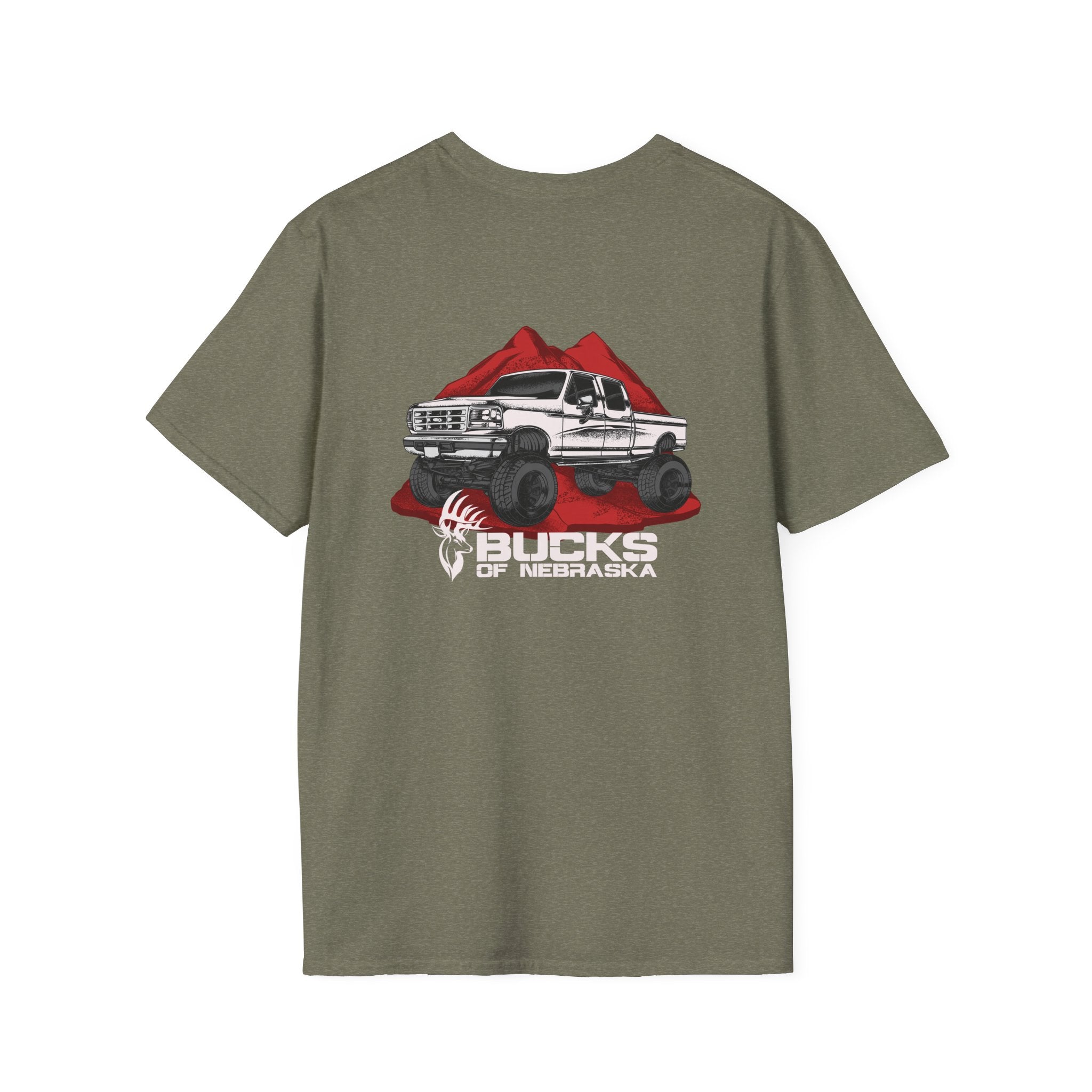 90's 4 Door Pickup Truck Tee - Black/Military Green/Heather Military Green