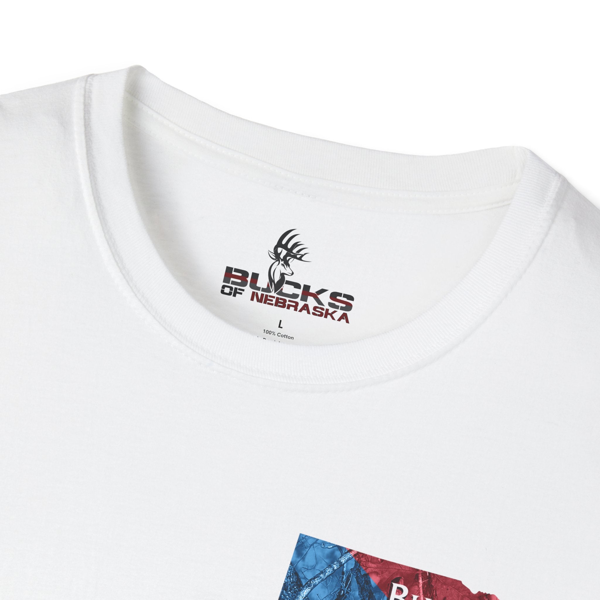 Nebraska Horned State Seal Tee - White/Heather/Blue