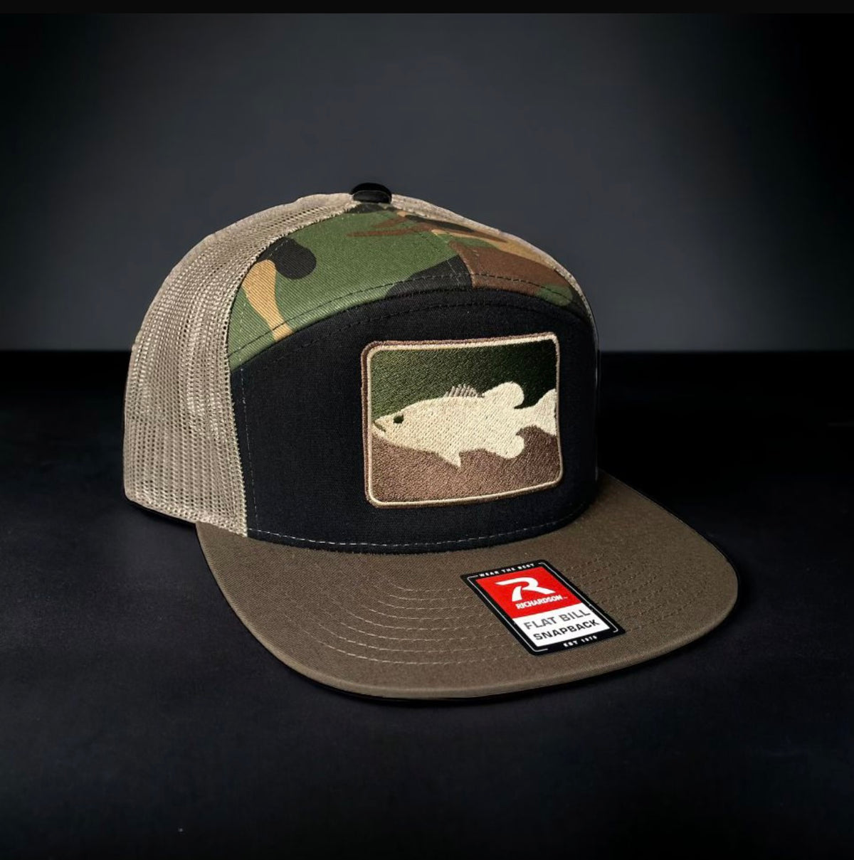 Largemouth Bass Camo 7 Panel Hat