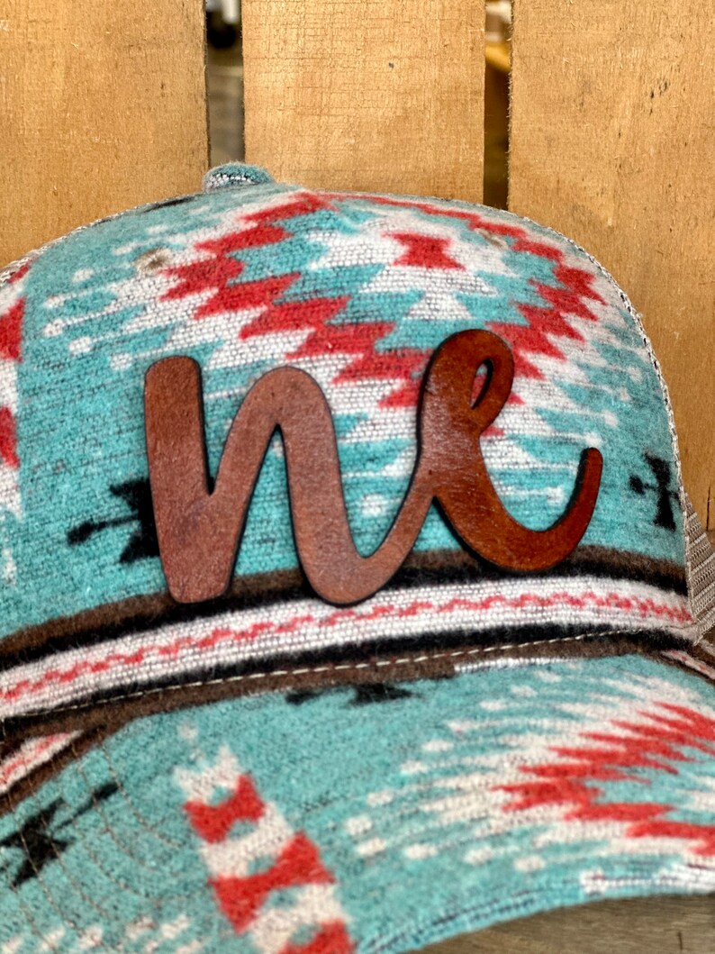 Nebraska Leather Cutout State Aztec Hat | Nebraska Ladies Hat | Women's NE Cap | Trendy State Hat | Mother | Gift