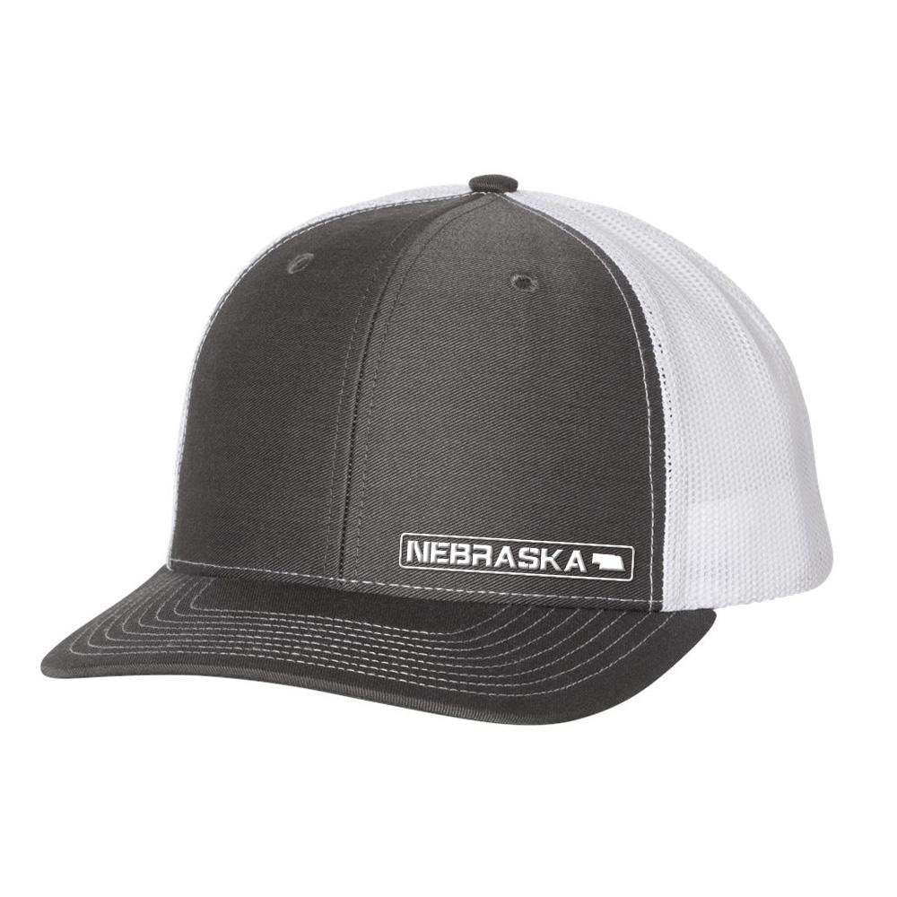 Nebraska 6 Panel State Hat - Adjustable Snapback Cap, Embroidered Trucker Hat, Hat for Men & Women, Durable Baseball Cap, Charcoal / White