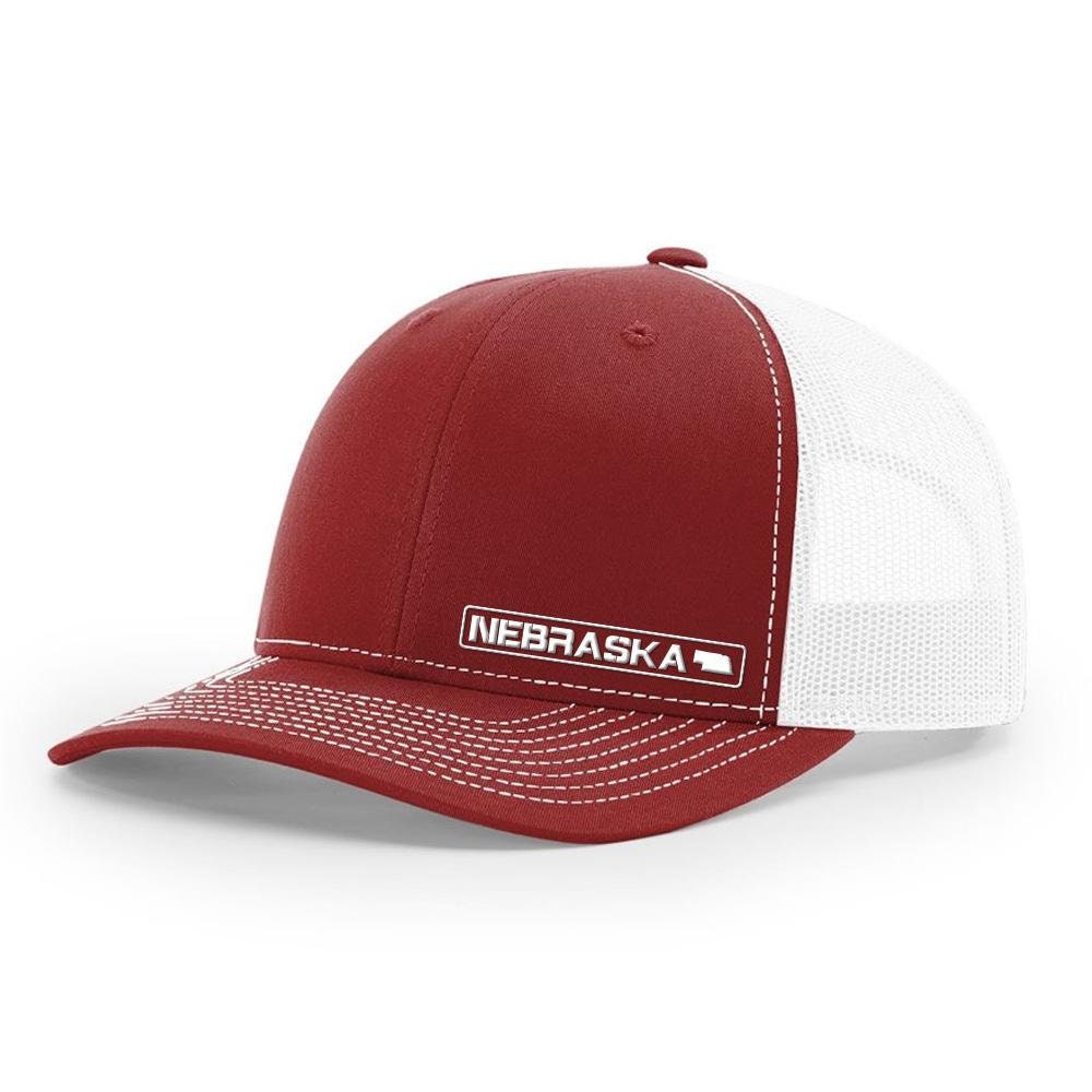 Nebraska 6 Panel State Hat - Cardinal/White