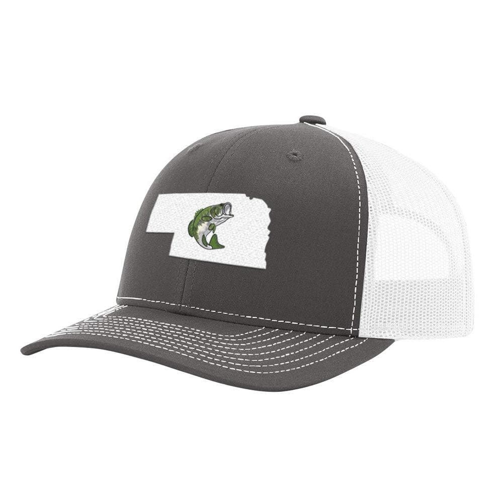 Nebraska Jumping Bass Hat - Green on Charcoal/White