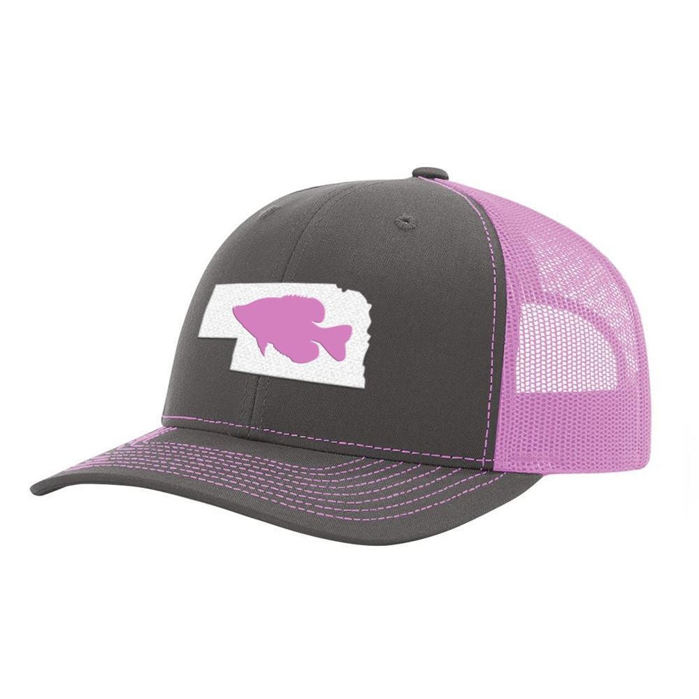 Nebraska Crappie Fishing Hat- Charcoal / Pink