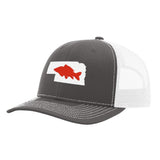 Nebraska Carp Fishing Hat- Charcoal/White