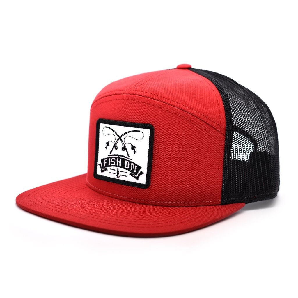 Fish On Patch Red & Black Hat