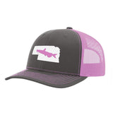 Nebraska Catfish Fishing Hat- Charcoal / Pink