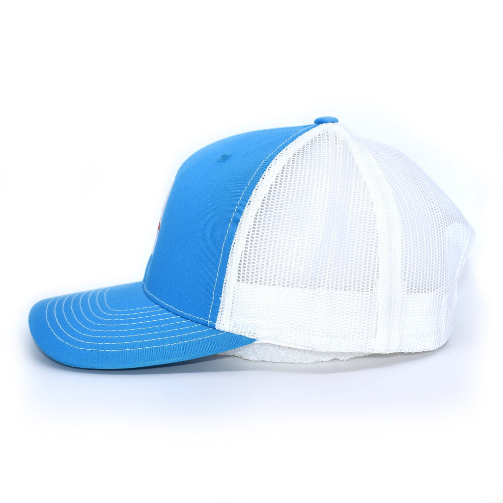 Alabama Snapper Fishing Hat- Cyan / White