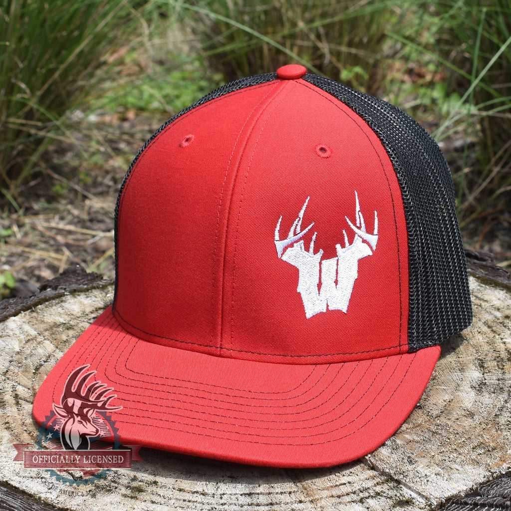 Wisconsin W Antlers Hat - Red / Black