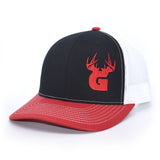Bucks of Georgia Antler Logo Hat - Black / White / Red