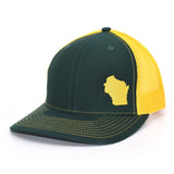 Wisconsin State Outline Hat- Green / Gold