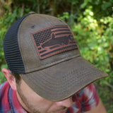 Catfish Leather Patch Flag Hat - Brown / Black