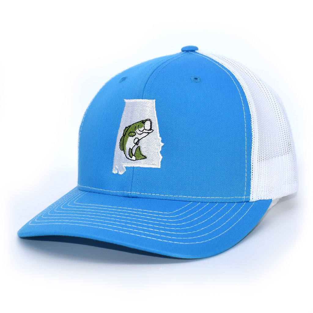 Alabama Jumping Bass Hat - Green on Cyan/White