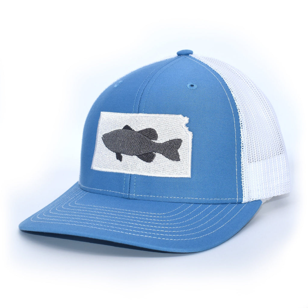 Kansas Bass Hat- Grey on Blue/White