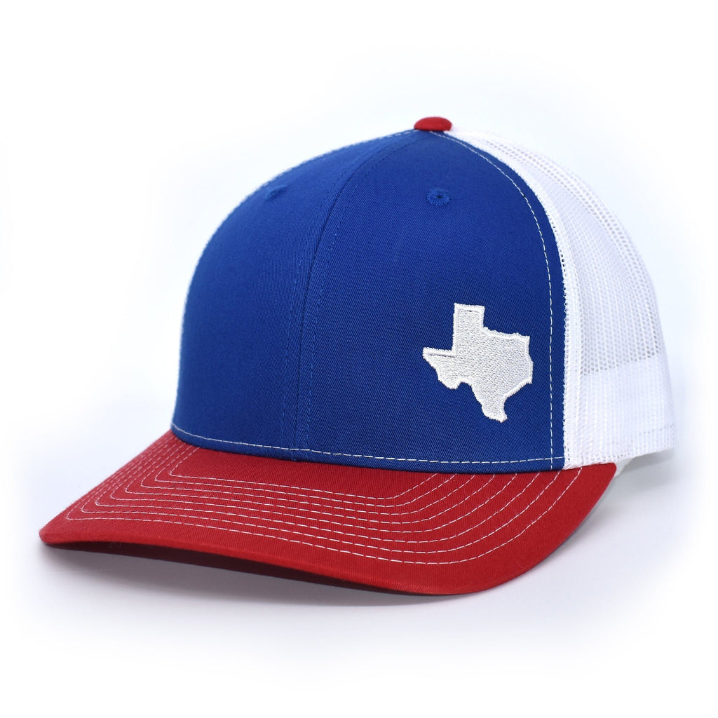Texas State Outline Hat- Royal / White / Red