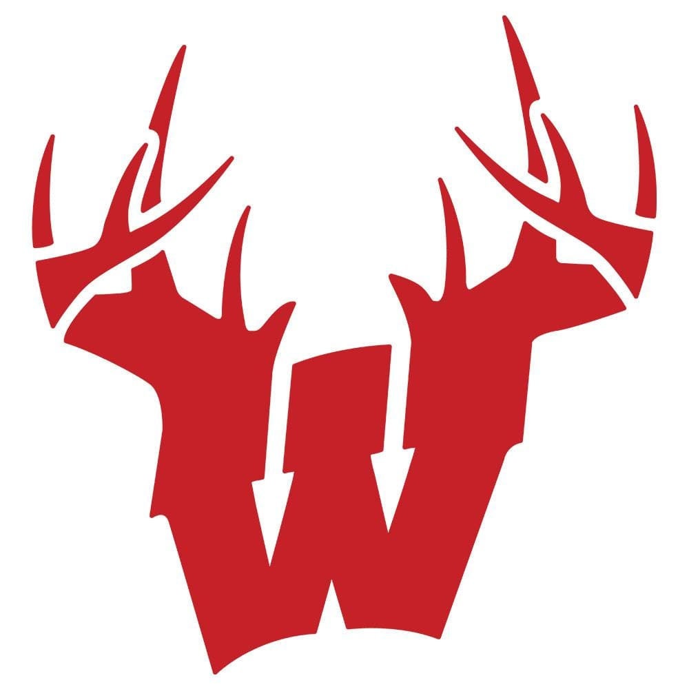 Wisconsin W Antlers Decal - Red