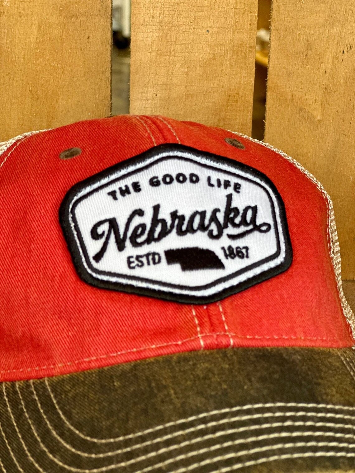 Nebraska Embroidered Patch Hat | Nebraska Ladies Hat | Women's State Trucker Cap | Trendy State Hat | The Good Life