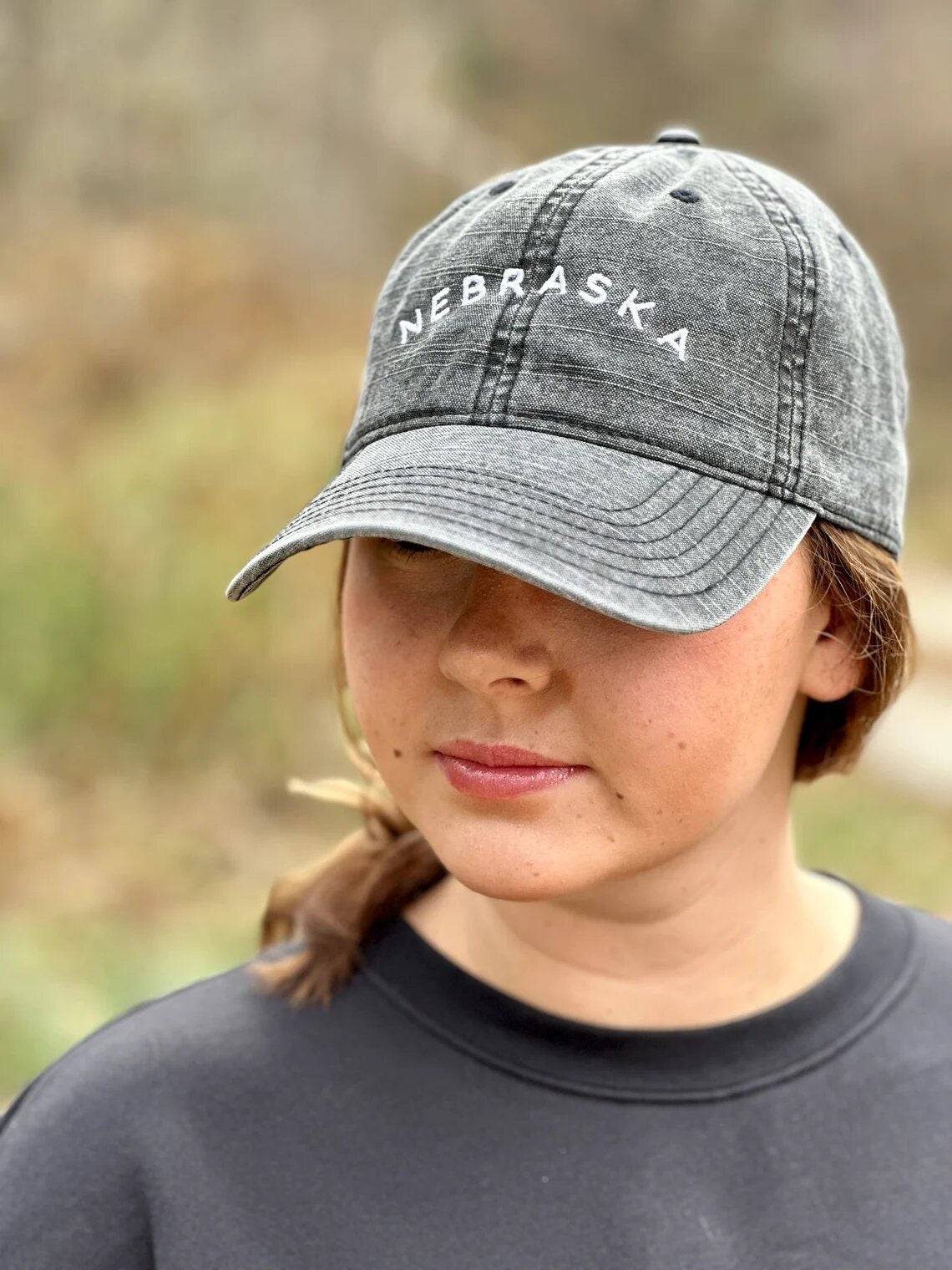 Simple Nebraska Embroidered Hat | Midwest Ladies Hat | Women's State Trucker Cap | Trendy State Hat |