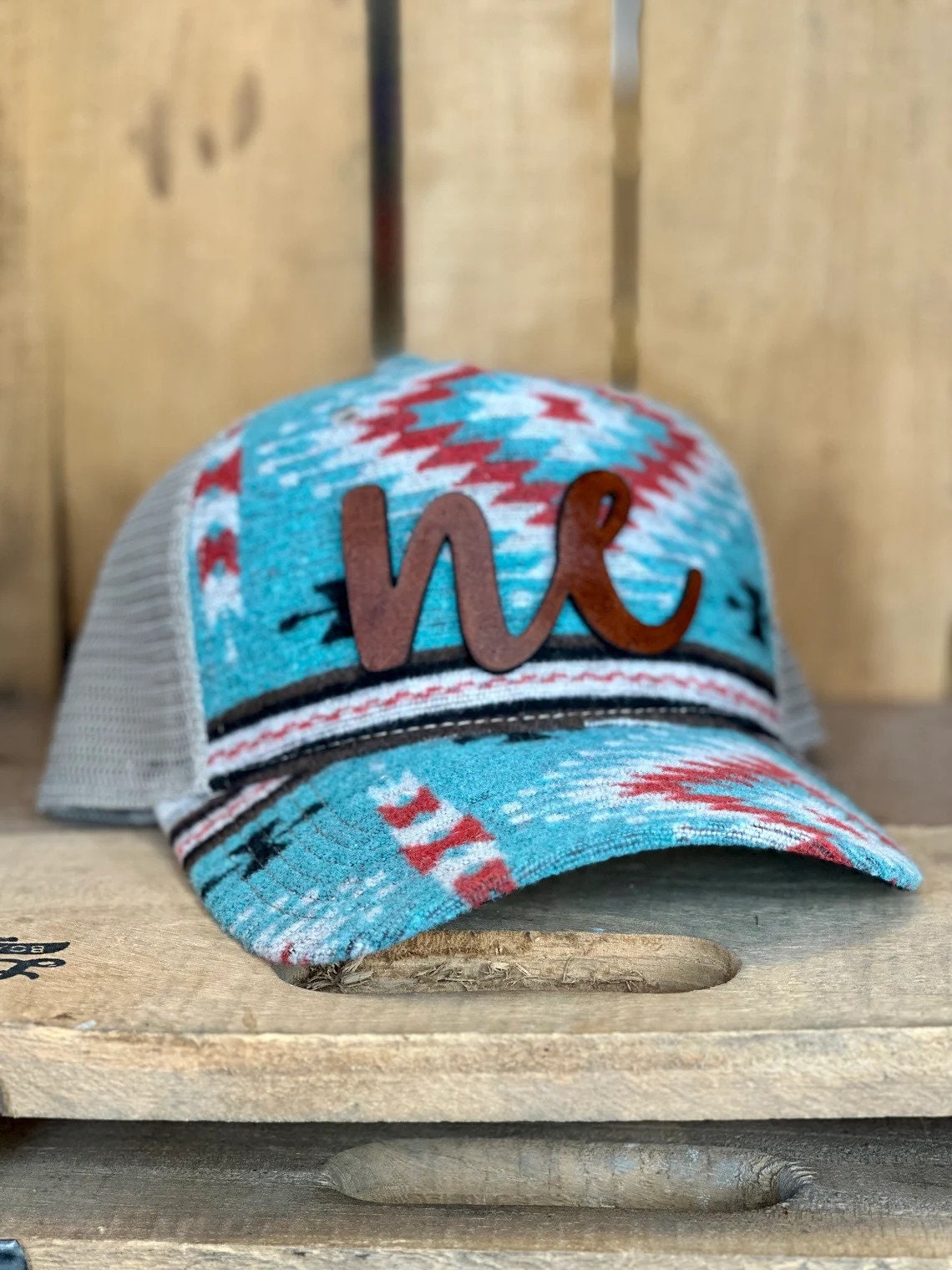 Custom Leather Cutout State Aztec Hat | Custom Ladies Hat | Women's State Cap | Trendy State Hat | Mother | Gift