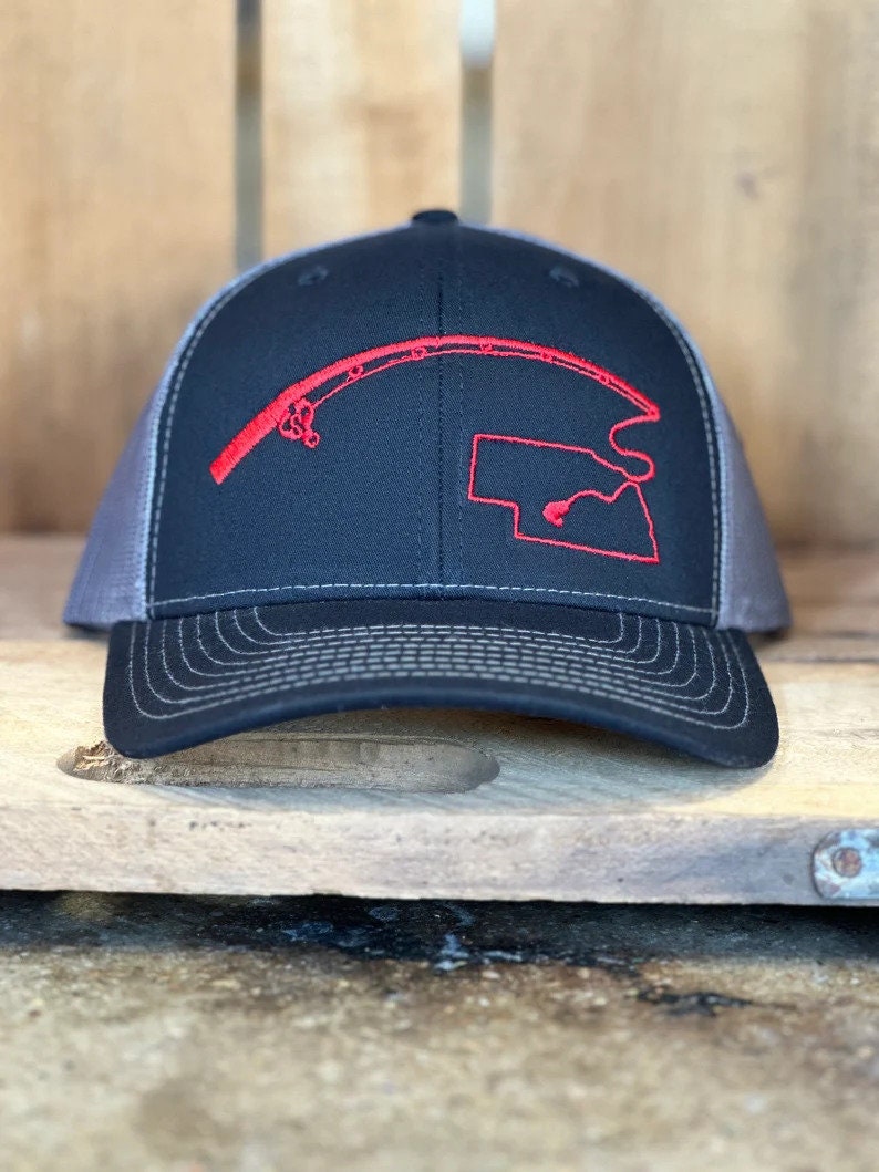 Fishing Pole Nebraska Trucker Hat - Nebraska Fisherman - State Fishing Trucker Hat