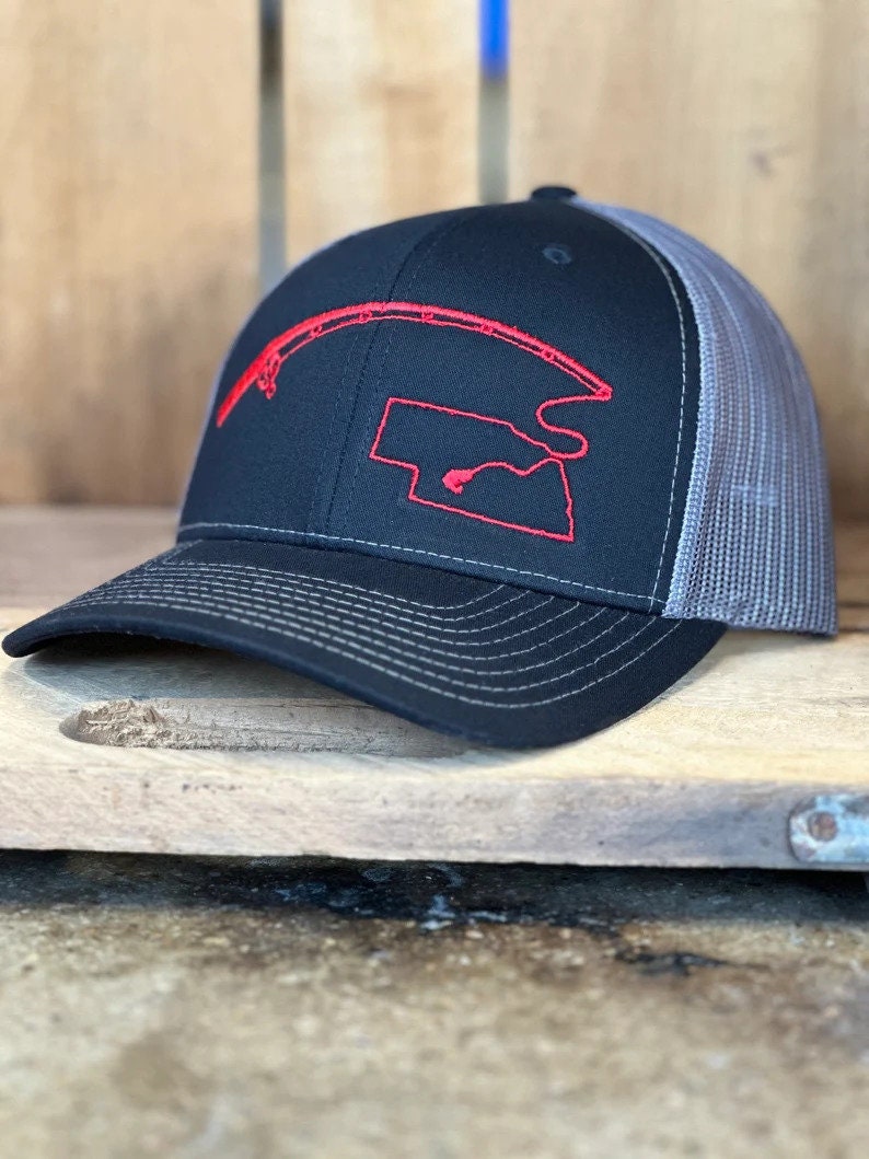 Fishing Pole Nebraska Trucker Hat - Nebraska Fisherman - State Fishing Trucker Hat