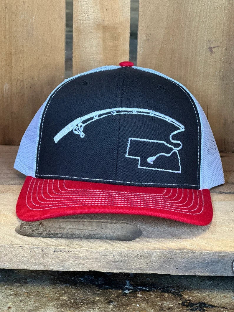 Fishing Pole Nebraska Trucker Hat - Nebraska Fisherman - State Fishing Trucker Hat