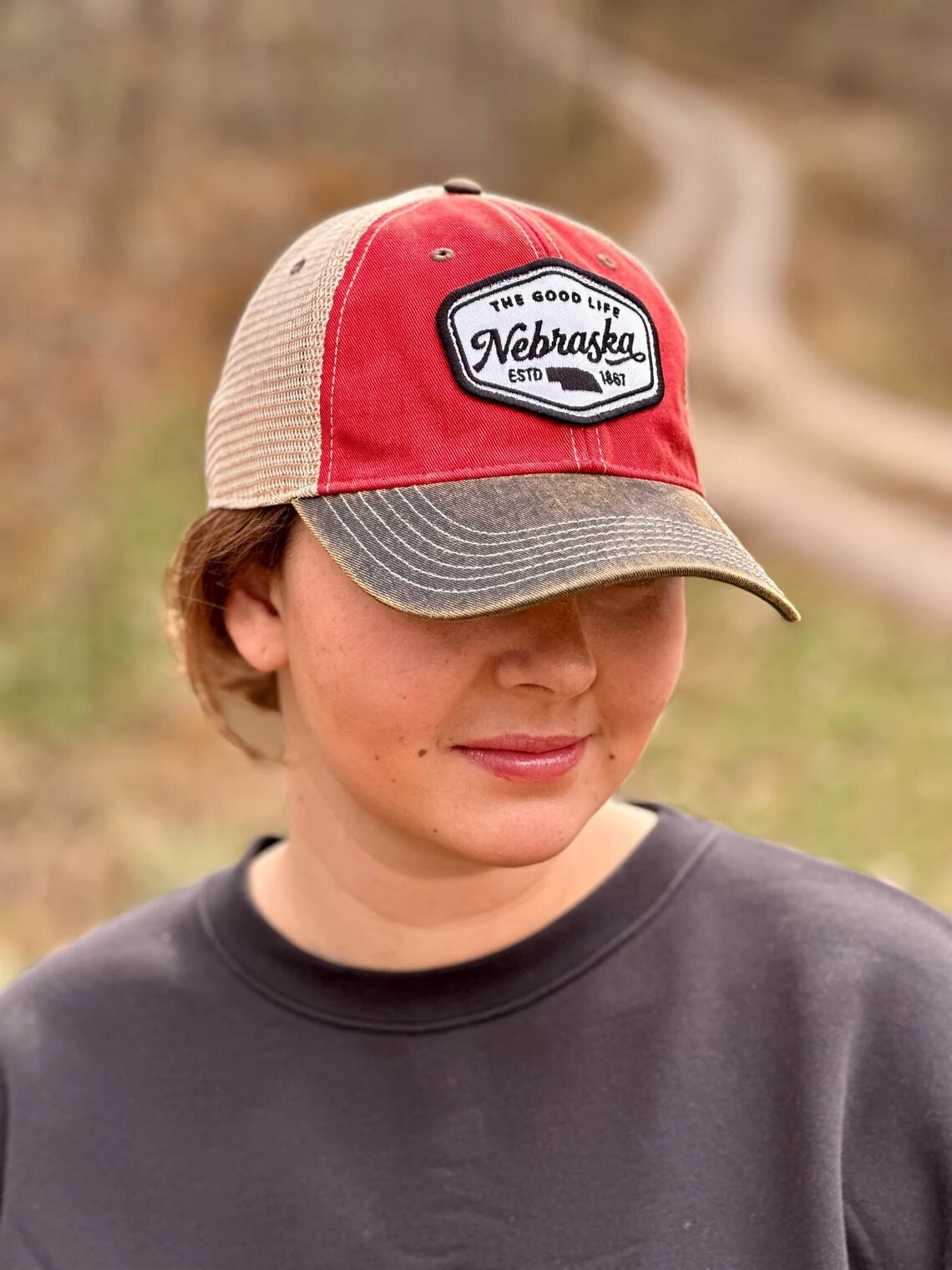 Nebraska Embroidered Patch Hat | Nebraska Ladies Hat | Women's State Trucker Cap | Trendy State Hat | The Good Life