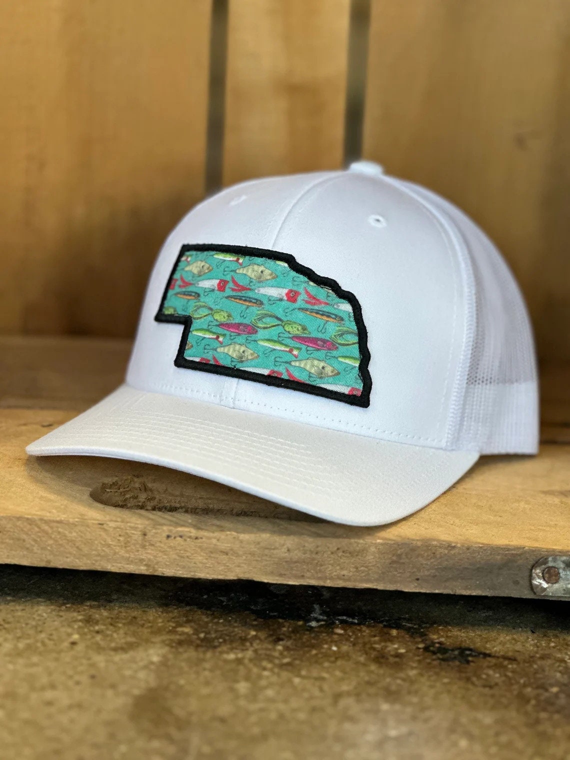 Fishing Lure Nebraska Trucker Hat - Nebraska Fisherman - Fish State Patch hat