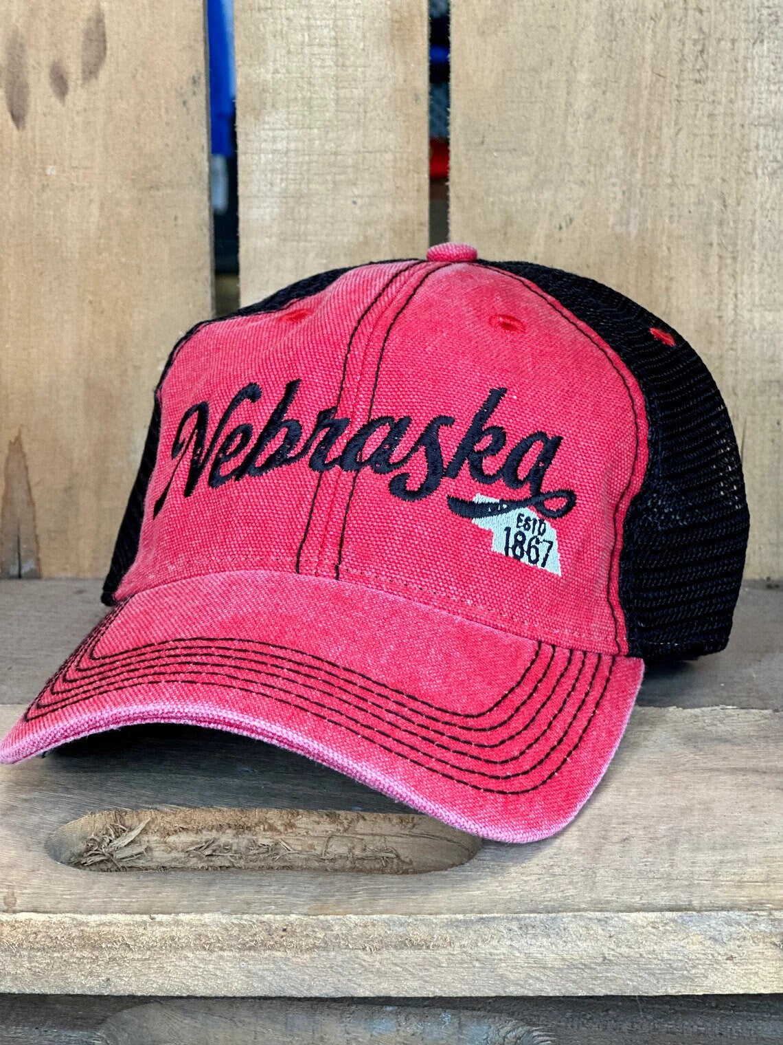 Script Nebraska Embroidered Hat | Nebraska Ladies Hat | Women's State Trucker Cap | Trendy State Hat | The Good Life
