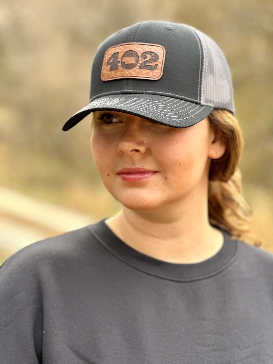 Leather Nebraska 402 State Hat | Nebraska Ladies Hat | Women's State Trucker Cap | Trendy State Hat | Mother | Gift