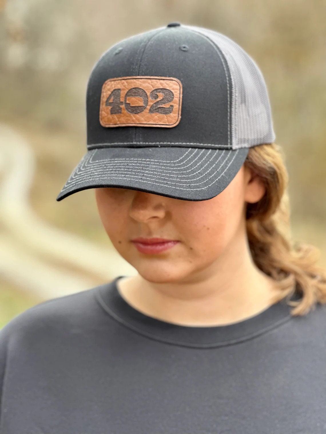 Leather Nebraska 402 State Hat | Nebraska Ladies Hat | Women's State Trucker Cap | Trendy State Hat | Mother | Gift