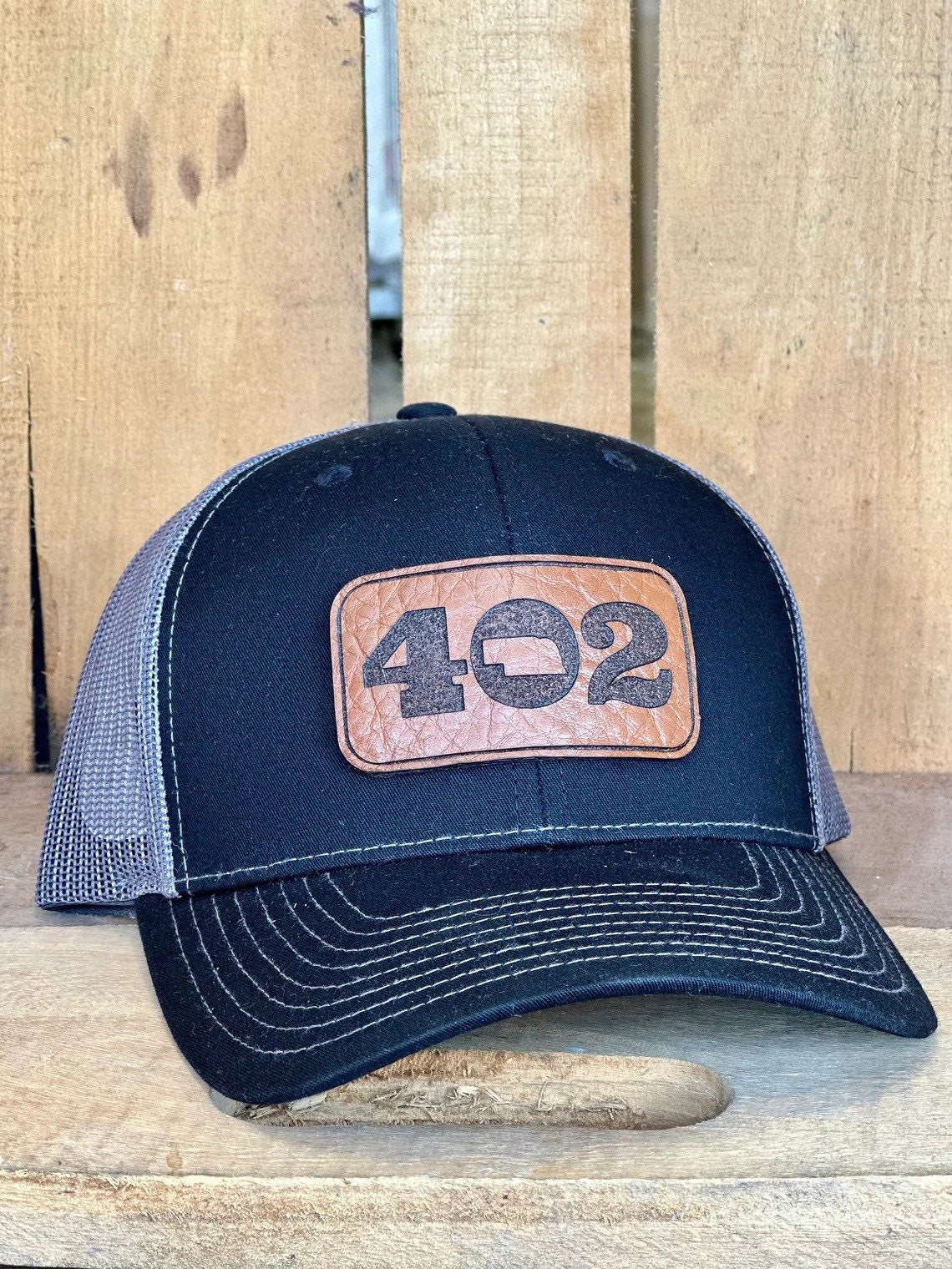 Leather Nebraska 402 State Hat | Nebraska Ladies Hat | Women's State Trucker Cap | Trendy State Hat | Mother | Gift