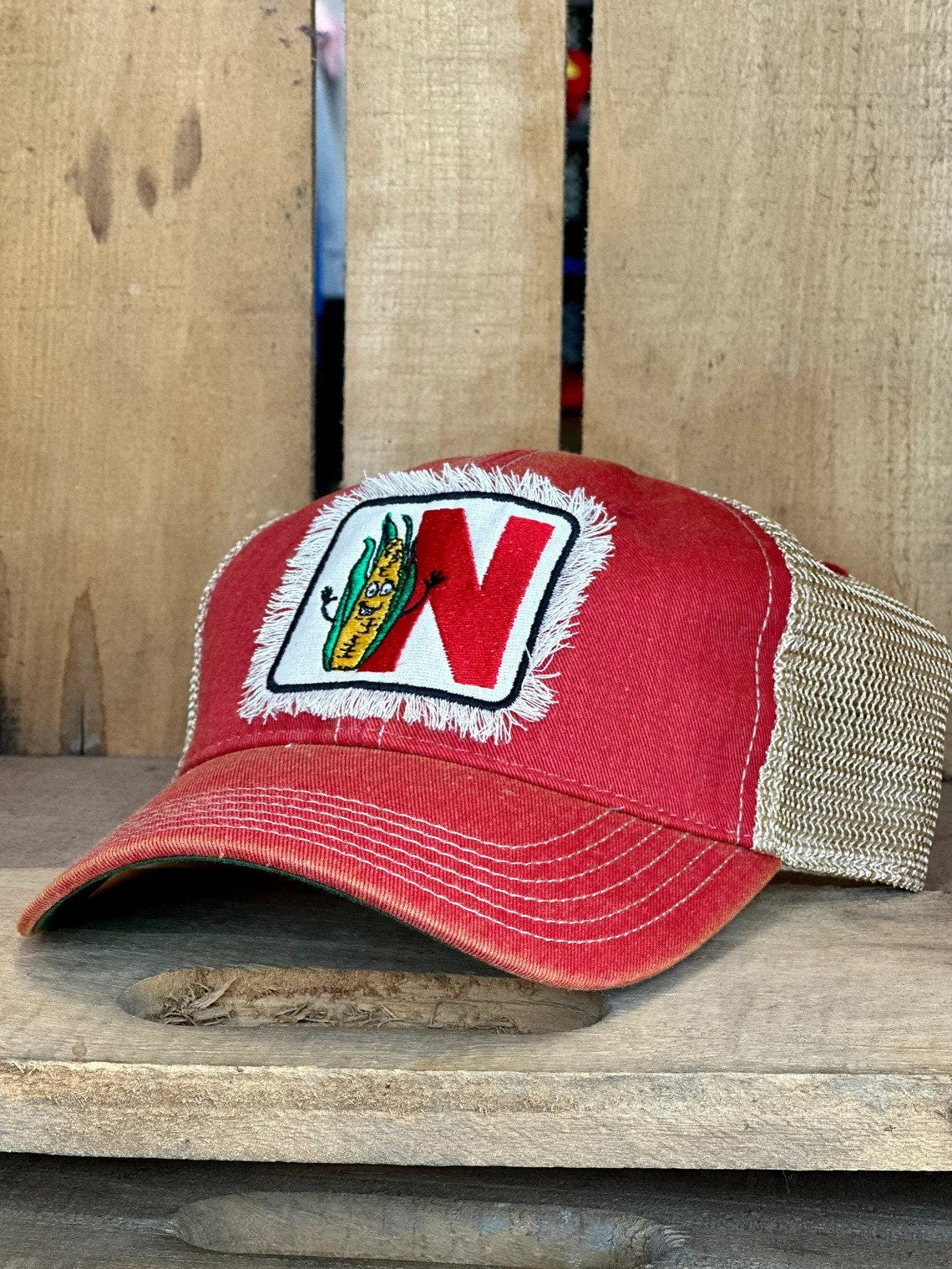Nebraska Friendly Alphabet Corn Embroidered Hat | Nebraska Ladies Hat | Women's State Trucker Cap | Trendy State Hat | N is for Nebraska