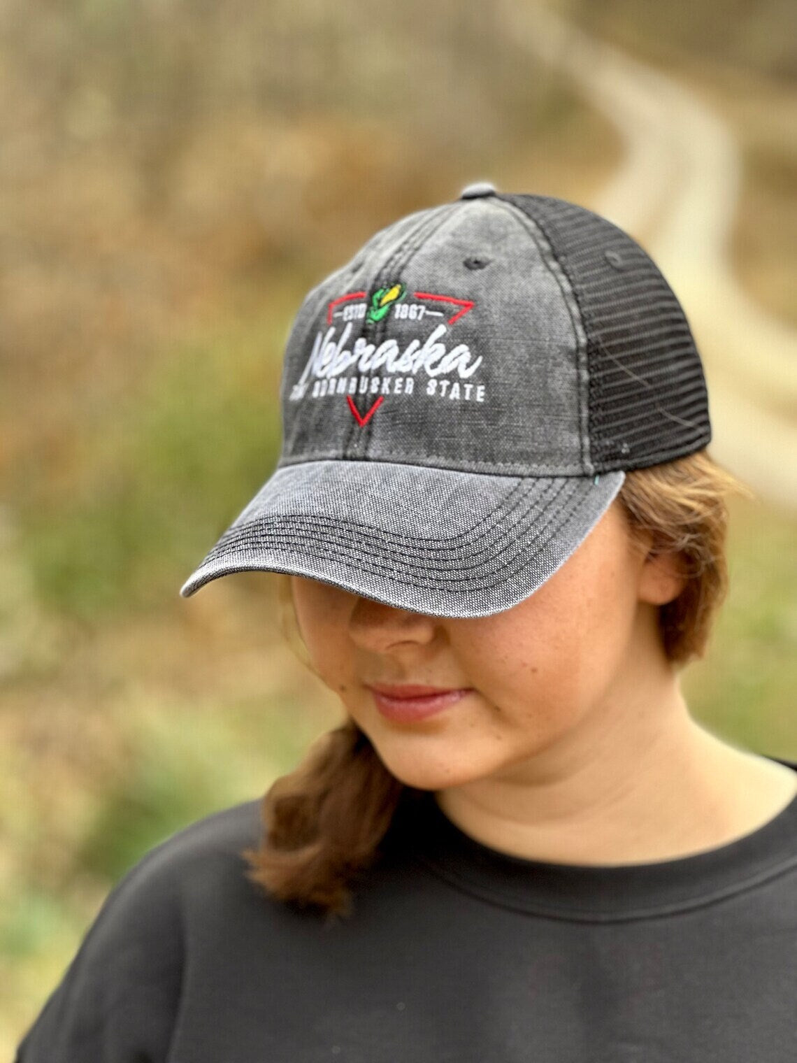 The Cornhusker State Embroidered Hat | Nebraska Ladies Hat | Women's State Trucker Cap | Trendy State Hat | The Good Life
