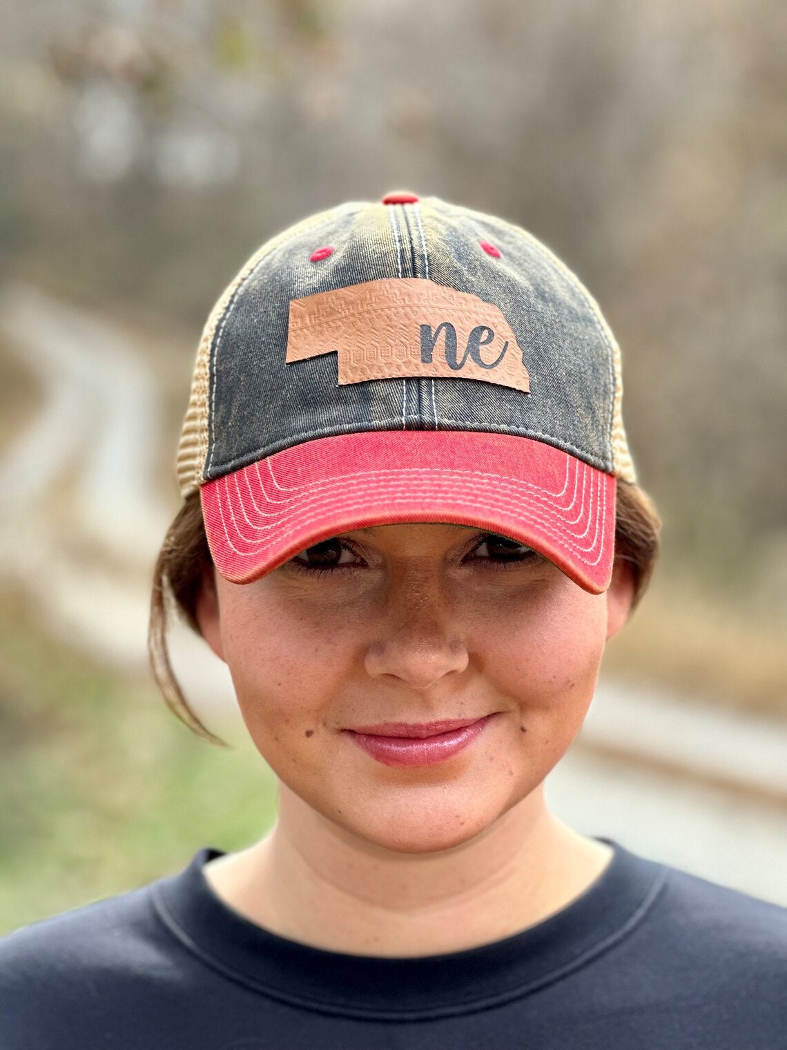 Custom Embossed Leather State Hat | Custom State Ladies Hat | Men's Custom State Trucker Cap | Mother's Day | Father's Day