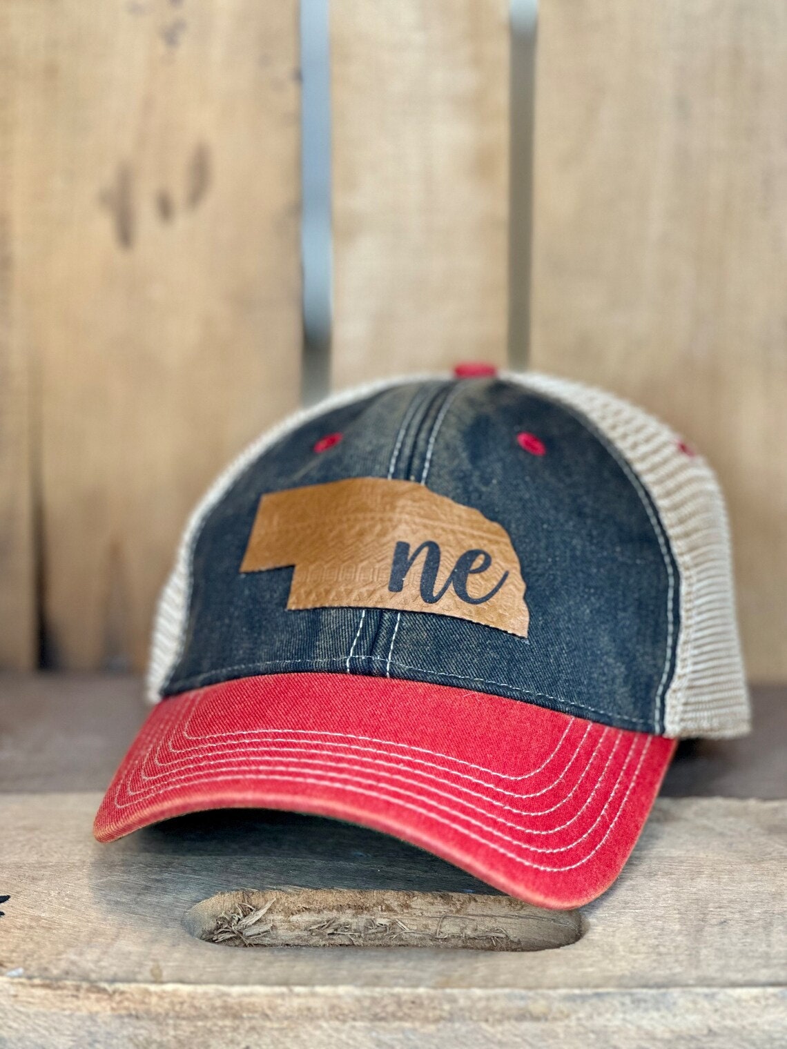 Custom Embossed Leather State Hat | Custom State Ladies Hat | Men's Custom State Trucker Cap | Mother's Day | Father's Day