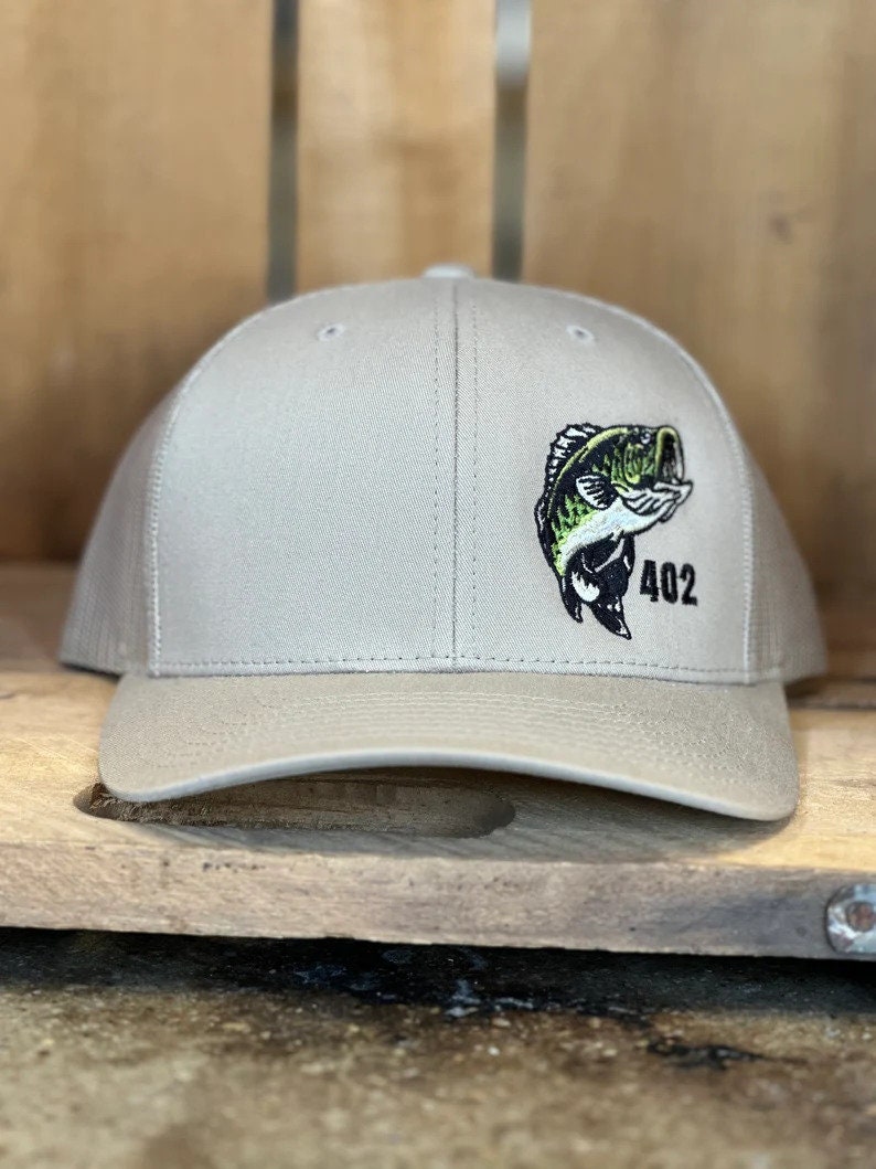 Bass Fishing Area Code Embroidered Trucker Hat - Largemouth Bass Fisherman