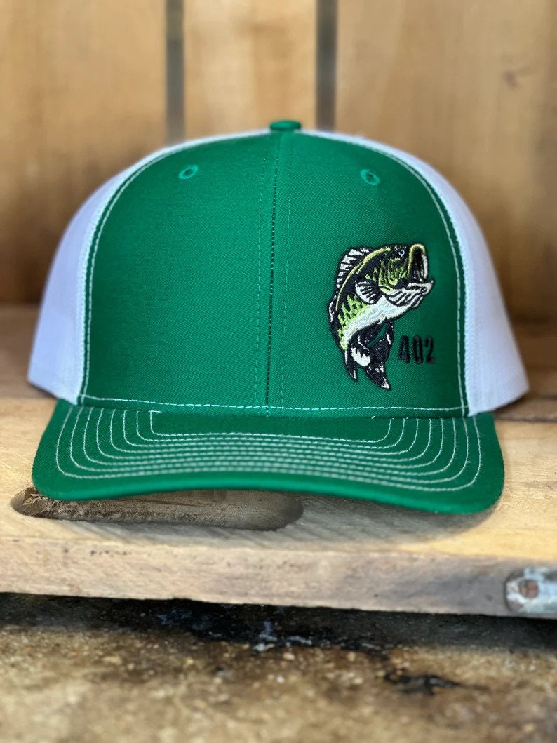 Bass Fishing Area Code Embroidered Trucker Hat - Largemouth Bass Fisherman