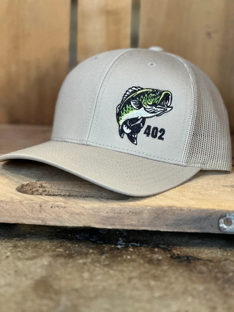 Bass Fishing Area Code Embroidered Trucker Hat - Largemouth Bass Fisherman