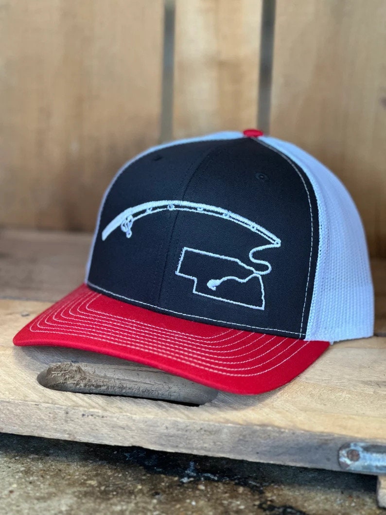 Fishing Pole Nebraska Trucker Hat - Nebraska Fisherman - State Fishing Trucker Hat
