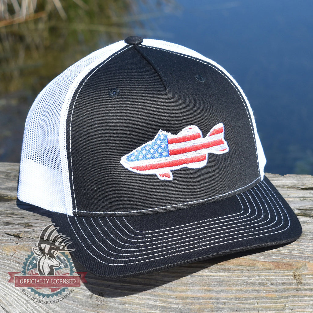 Bucks of America - American Flag Large Mouth Bass Hat – Bucks of Nebraska