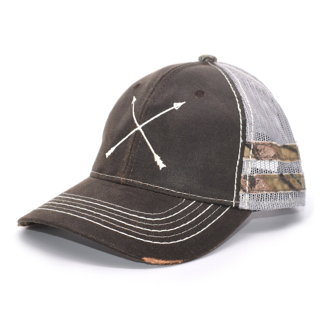 Brown Camo Arrows Sport Frayed Hat