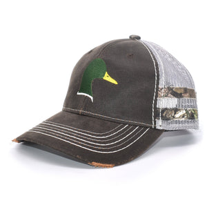 Brown Camo Duck Sport Frayed Hat