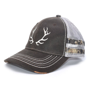 Brown Camo Elk Sport Frayed Hat