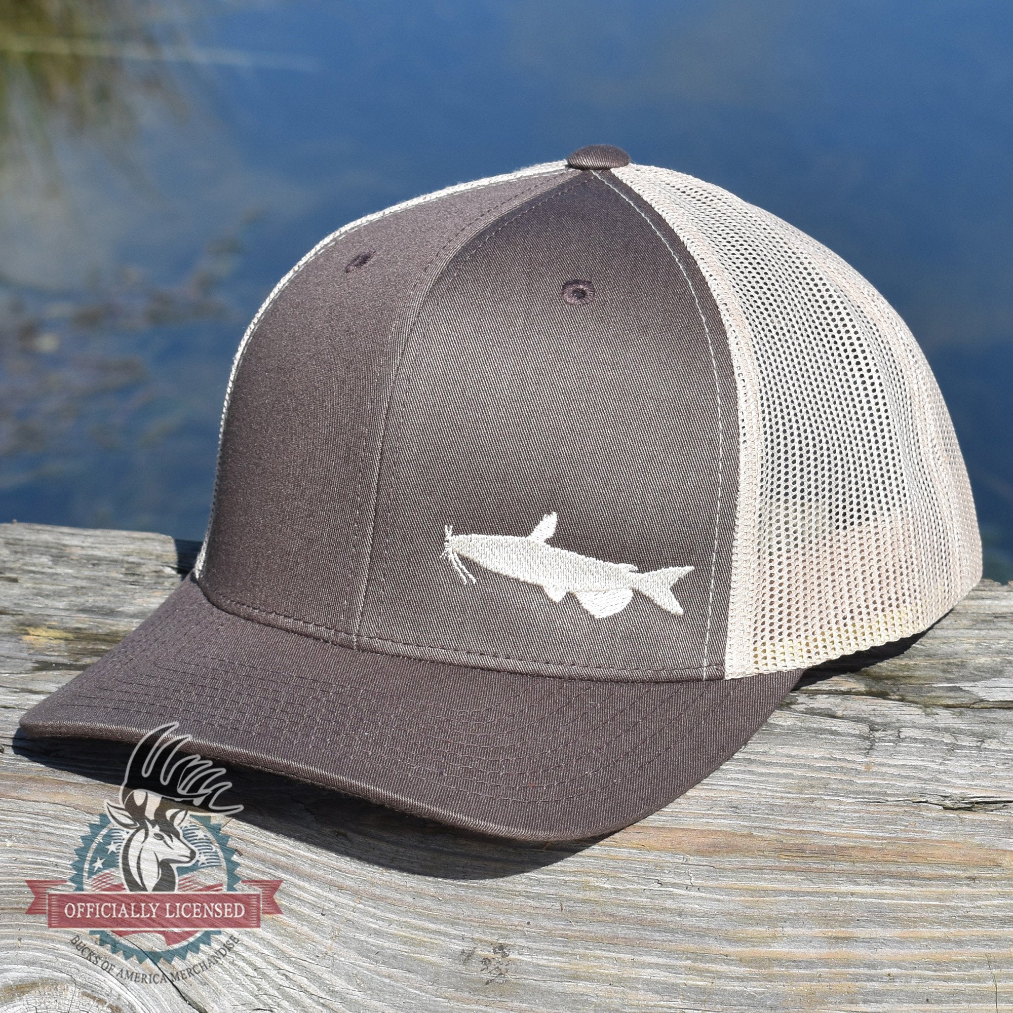 Catfish Fishing Brown Retro Trucker Hat - Bucks of America