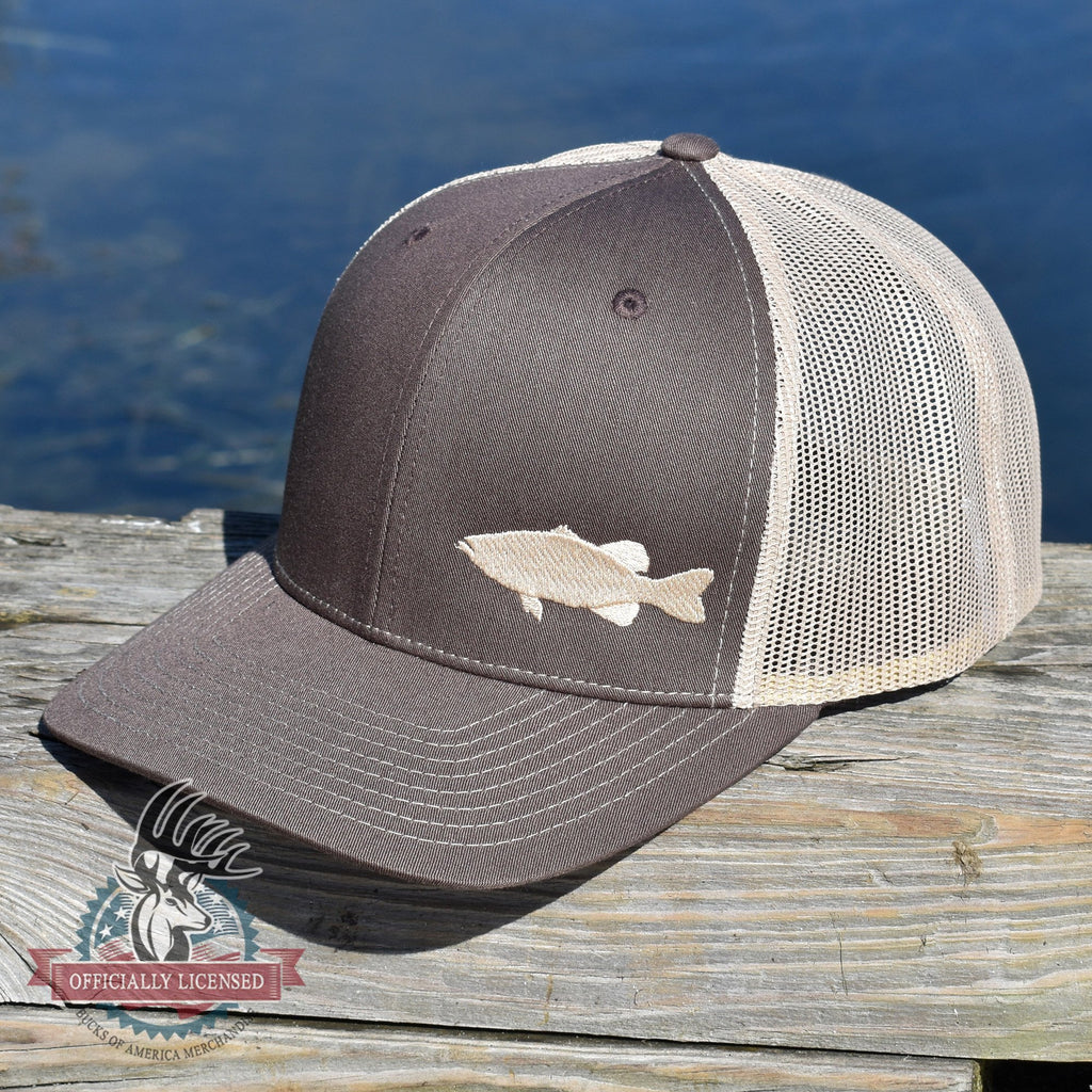 Bass Fishing Brown Retro Trucker Hat - Bucks of America