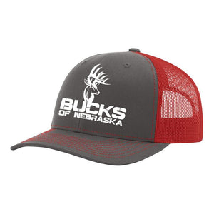 Bucks of Nebraska Full Logo Hat - Charcoal / Red - Bucks of America