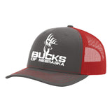 Bucks of Nebraska Full Logo Hat - Charcoal / Red