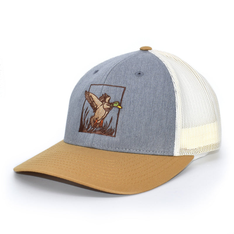 Duck Curl Feather Trucker Hat Khaki/Brown